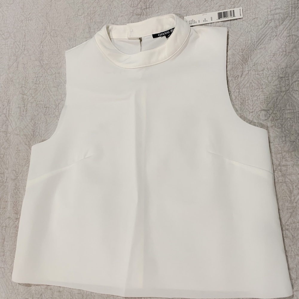 White Sleeveless Crop Top Large